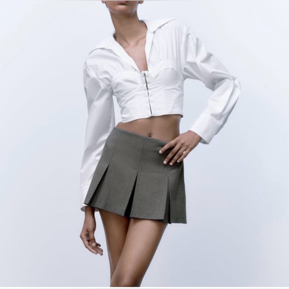 Zara Pleated Mini Skirt with Built-in Shorts - L